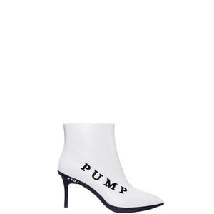 Coachella White Leather Ankle Boots