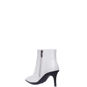 Coachella White Leather Ankle Boots