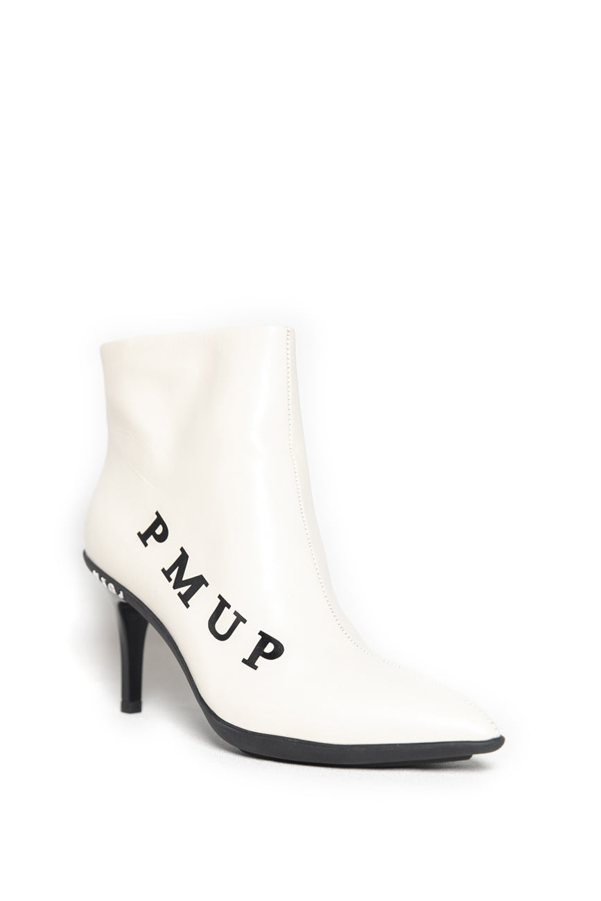 Coachella White Leather Ankle Boots